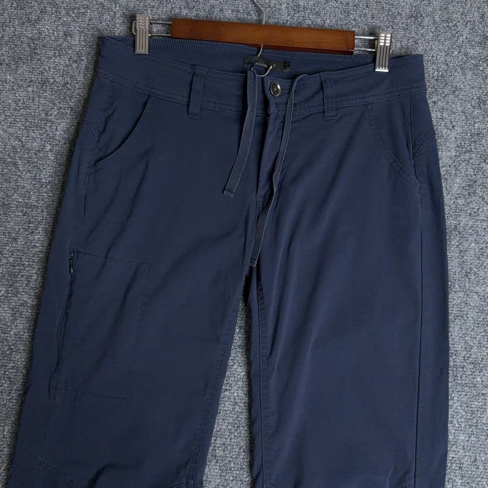 prAna Halle Hiking Pants Womens 8 Regular Blue Stretch Zion Roll Up Snap Capri